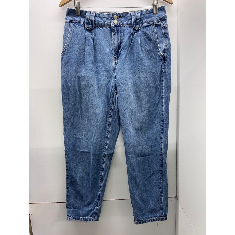 YMI Dream Pleated Mom Jeans Medium Wash High Rise Tapered Leg Size 9/29